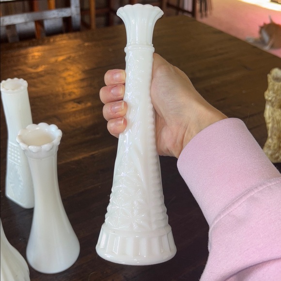 Set of Milk Glass Decorative Vases - Picture 8 of 9